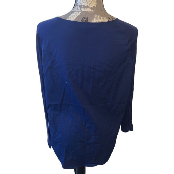 FRENCH CONNECTION Navy Blue Long Sleeve Blouse size large - Picture 5 of 7